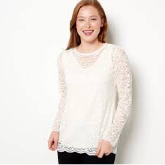 Issac Mizrahi Live! Women’s Lace Top - Picture 1 of 6